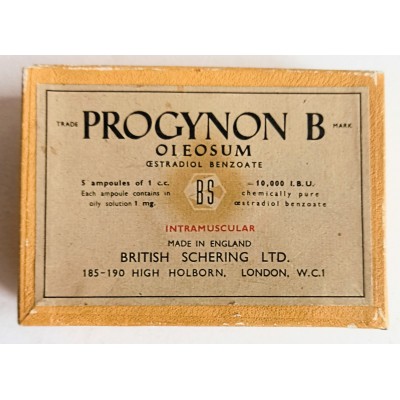 Opakowani po leku ginekologicznym Progynon B, Londyn I poł. XX wieku 